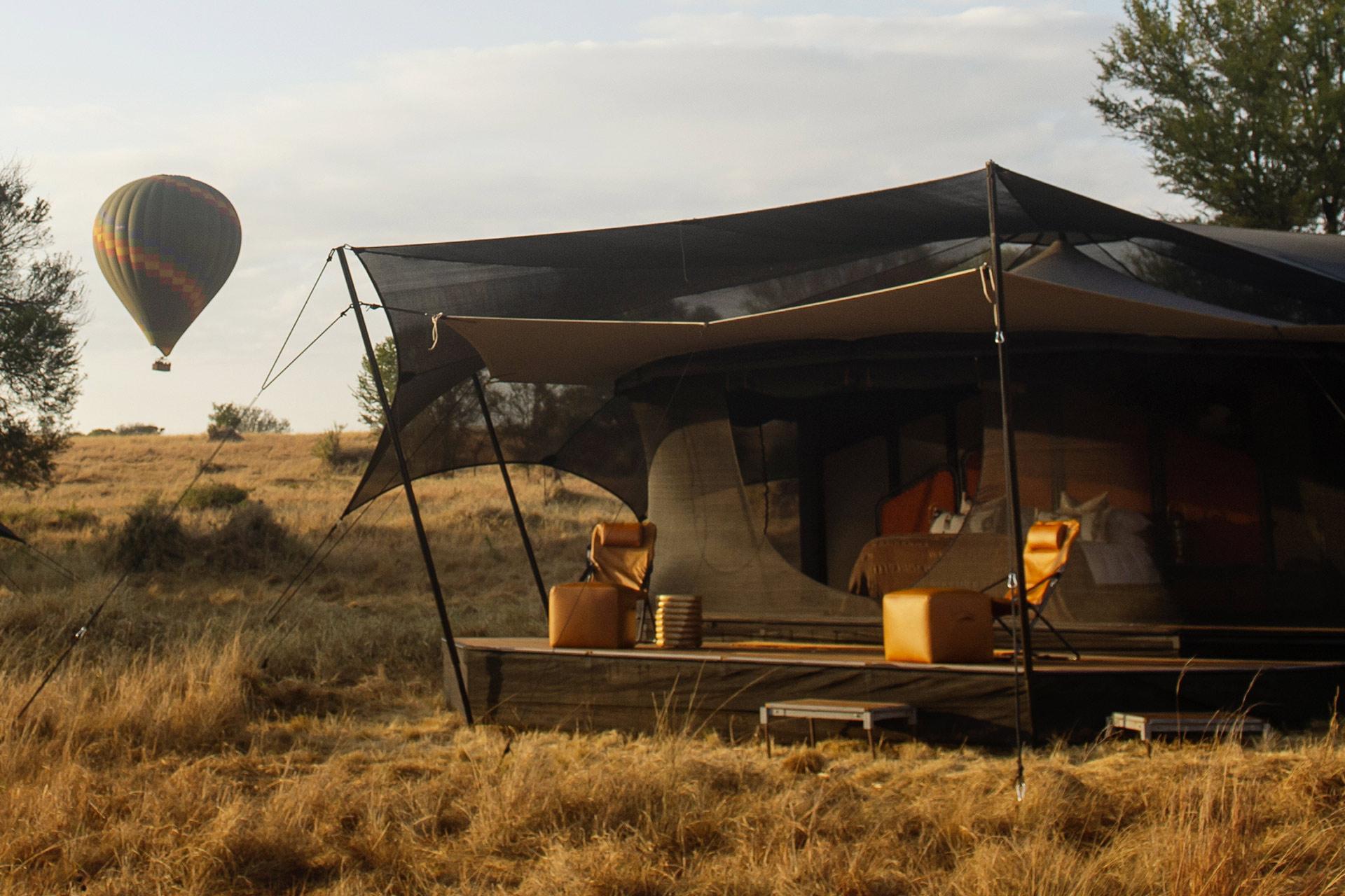 The Bedouin-style tents are positioned on a raised platforms to give you a 360-degree view of the Serengeti plains...