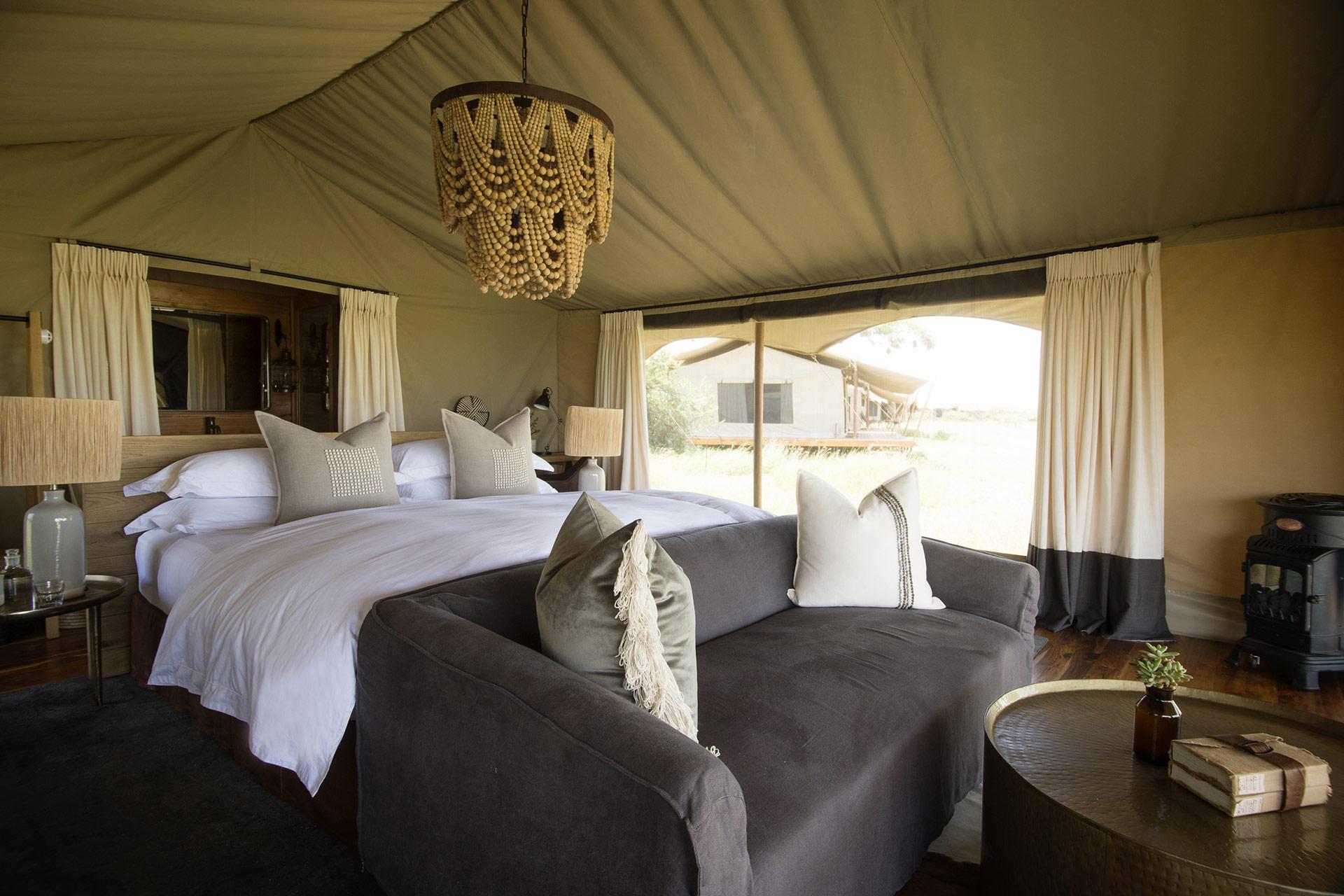 Siringit Serengeti tent interior Each tent has a generous sleeping area complete with lounge space