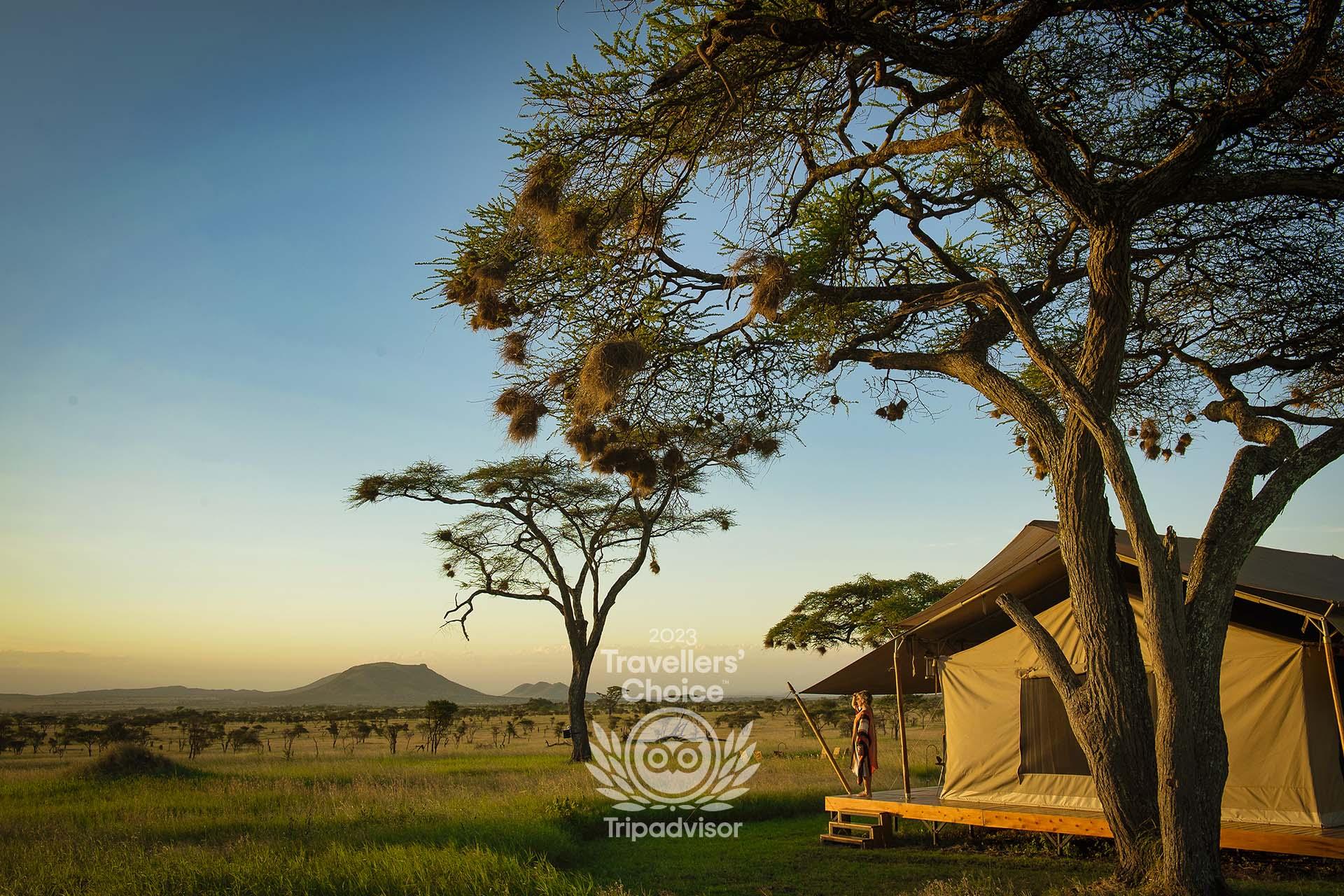 Enjoy this view from your private 5* tent at Siringit Serengeti Camp in the middle of the Serengeti National Park, Tanzania\n